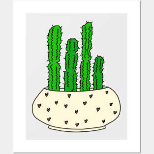 Cute Cactus Design #62: Heart Pot Cacti Posters and Art